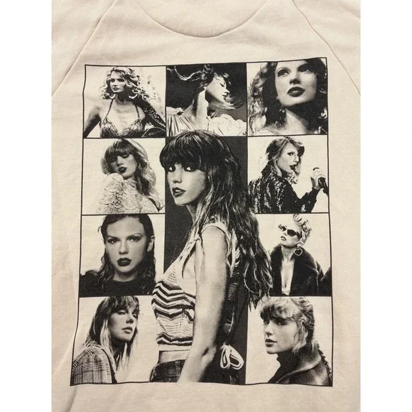 Taylor Swift The Eras Tour Beige Graphic Hoodie Sweatshirt women's medium cream - Picture 2 of 11